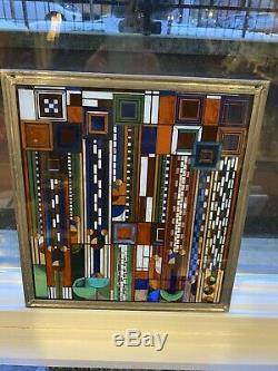 Frank Lloyd Wright stained glass panel, Suncatcher 11x 12. Beautiful Rare
