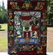French Antique Stained Leaded Glass Hand Painted Panel withFigures