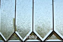 Frosted beveled stained glass window panel, 22x13 inches 55x33 cm, Privacy