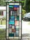 GEOMETRIC QUILT 23-3/4 x 10-1/4 stained glass window panel