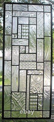 GEOMETRIC STYLE 23 x 10 real stained glass window panel hangs 2 ways