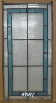 GEOMETRICAL OLD ENGLISH LEADED STAINED GLASS WINDOW Unframed w Hooks 13 X 25.25
