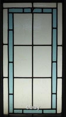 GEOMETRICAL OLD ENGLISH LEADED STAINED GLASS WINDOW Unframed w Hooks 13 X 25.25