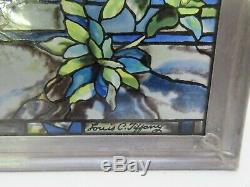 GLASSMASTERS Louis C. Tiffany Peacock Stained Glass Window Panel Sun Catcher