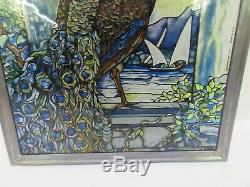 GLASSMASTERS Louis C. Tiffany Peacock Stained Glass Window Panel Sun Catcher