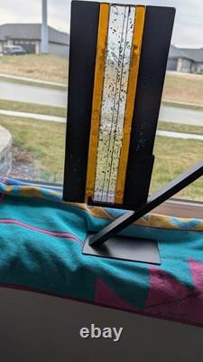 GLORIOUS MASTERPIECE With3 PLATES OF STAINED GLASS FUSED TOGETHER ON MODERN STAND