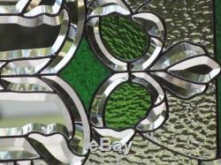 GO GREEN 42 5/8x18 3/8(108x48 cm) Beveled Stained Glass Window Panel