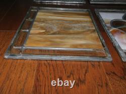 GORGEOUS! 6 Stained Glass Amber Fleur De Lis Panels Window Picture Beveled