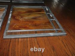 GORGEOUS! 6 Stained Glass Amber Fleur De Lis Panels Window Picture Beveled