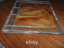GORGEOUS! 6 Stained Glass Amber Fleur De Lis Panels Window Picture Beveled