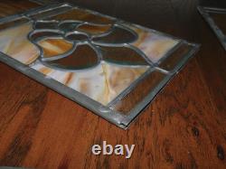 GORGEOUS! 6 Stained Glass Amber Fleur De Lis Panels Window Picture Beveled