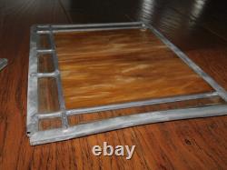 GORGEOUS! 6 Stained Glass Amber Fleur De Lis Panels Window Picture Beveled