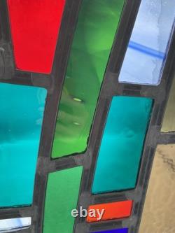 GORGEOUS STAINED GLASS PANEL Abstract Modern Geometric Frank Lloyd Wright Style