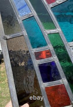 GORGEOUS STAINED GLASS PANEL Abstract Modern Geometric Frank Lloyd Wright Style