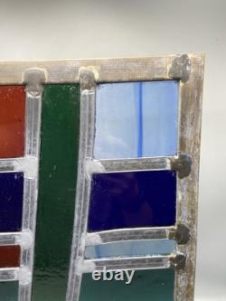 GORGEOUS STAINED GLASS PANEL Abstract Modern Geometric Frank Lloyd Wright Style