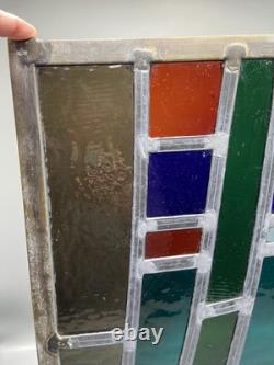 GORGEOUS STAINED GLASS PANEL Abstract Modern Geometric Frank Lloyd Wright Style
