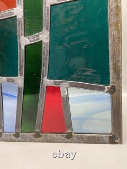 GORGEOUS STAINED GLASS PANEL Abstract Modern Geometric Frank Lloyd Wright Style