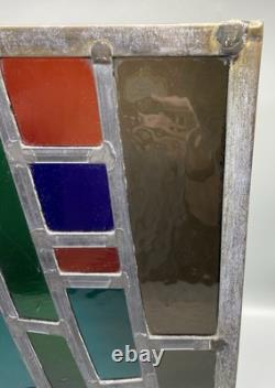 GORGEOUS STAINED GLASS PANEL Abstract Modern Geometric Frank Lloyd Wright Style