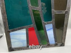 GORGEOUS STAINED GLASS PANEL Abstract Modern Geometric Frank Lloyd Wright Style