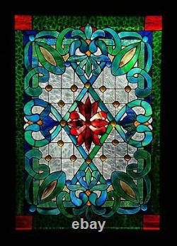GUM NUTS, BLOSSOM & LEAVES stained glass WINDOW PANEL FOR RENOVATIONS, KITCHEN