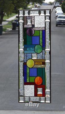 GUMBALLS Beveled Stained Glass Window Panel 32 3/8 x 12 3/8