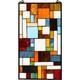 Geometric Color Block Tiffany Style Stained Glass Window Panel with Hanging C