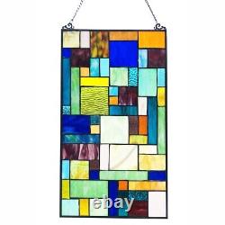 Geometric Design Stained Glass Tiffany Style Hanging Window Panel Suncatcher