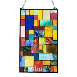 Geometric Design Stained Glass Tiffany Style Hanging Window Panel Suncatcher