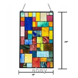 Geometric Design Stained Glass Tiffany Style Hanging Window Panel Suncatcher