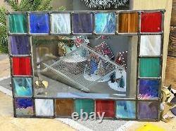 Geometric Etched Stained Glass Tiffany Style Hanging Window Panel Suncatcher 14