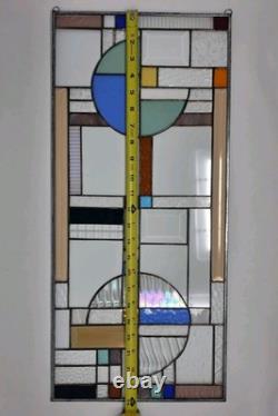Geometric Stained Glass Panel Abstract Frank Lloyd Wright Style Suncatcher