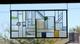 Geometric Stained Glass Panel, Window Hanging, Transom, Contemporary 27 1/4 x13