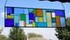 Geometric Transom Stained Glass Panel Colorful Art Glass 39 5/8 x 12 3/8