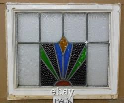 Geometrical Midsize Old English Leaded Stained Glass Window 22 X 19.5
