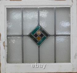 Geometrical Old English Leaded Stained Glass Window 21.25 X 20.25