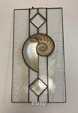 Geometrical Stained Glass Window Nautilus Sea Shell Sun Catcher Panel Will Hamm