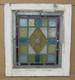 Geometrical Victorian English Leaded Stained Glass Window 16.25 X 18.25