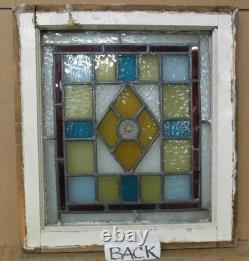 Geometrical Victorian English Leaded Stained Glass Window 16.25 X 18.25