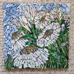 Glass Mosaic Mural Panel Shasta Daisies