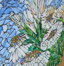 Glass Mosaic Mural Panel Shasta Daisies