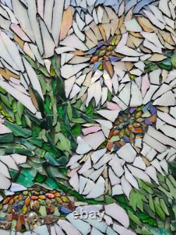 Glass Mosaic Mural Panel Shasta Daisies