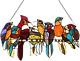 Glass Panel, Handcrafted 8 Birds on a Wire Stained Glass