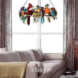 Glass Panel, Handcrafted 8 Birds on a Wire Stained Glass