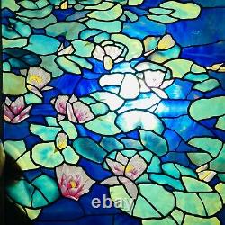 Glassmasters Claude Monet Water Lilies Stain Glass Suncatcher Panel 1988 USA