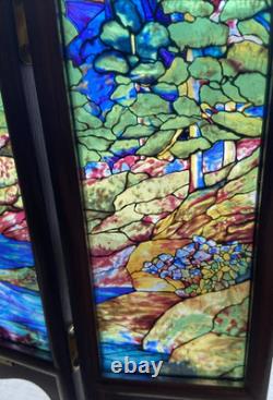 Glassmasters Louis C. Tiffany The Fawn Stained Glass Triptych Panel Screens