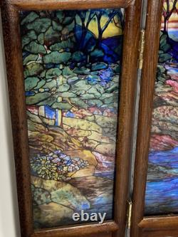 Glassmasters Louis C. Tiffany The Fawn Stained Glass Triptych Panel Screens