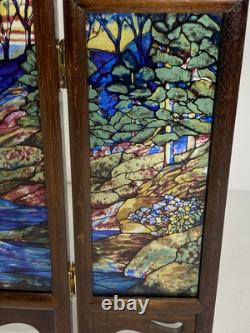 Glassmasters Louis C. Tiffany The Fawn Stained Glass Triptych Panel Screens