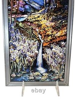 Glassmasters Stained Glass Suncatcher Wall Panel Waterfall Iris L. C. Tiffany 18