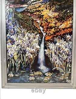 Glassmasters Stained Glass Suncatcher Wall Panel Waterfall Iris L. C. Tiffany 18