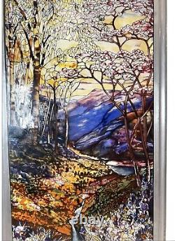 Glassmasters Stained Glass Suncatcher Wall Panel Waterfall Iris L. C. Tiffany 18